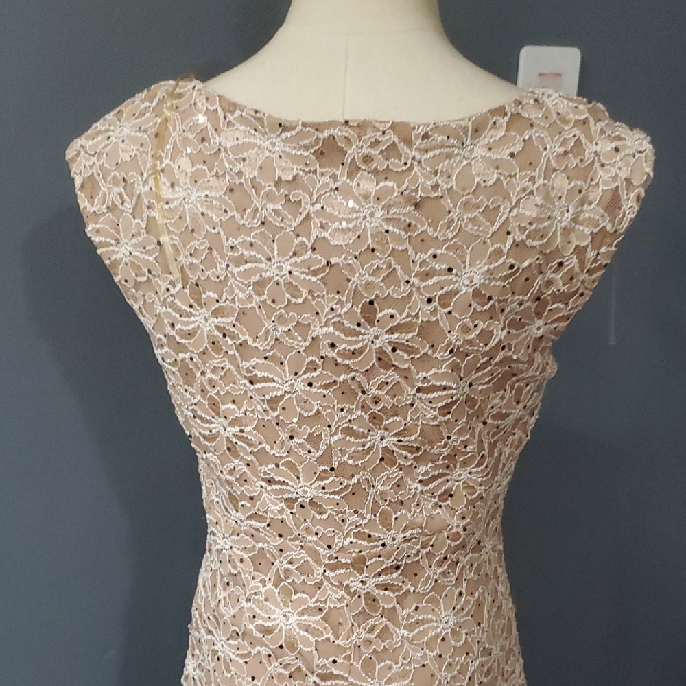 Connected Apparel Lace V-Neck Midi Dress - Cream - Picture 8 of 16